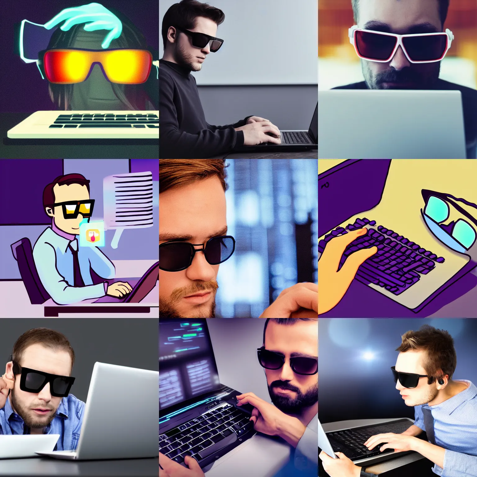 Prompt: hacker typing on computer with sunglasses, exploitable image