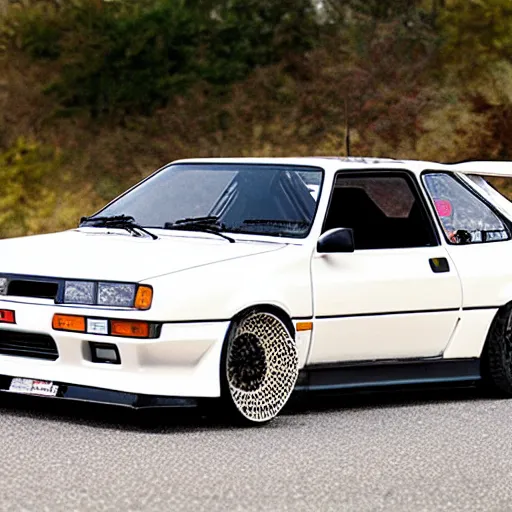 Image similar to drifting white Toyota AE86, medieval Byzantine mosaic