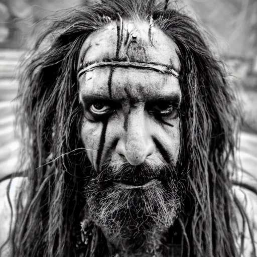 Image similar to 3 5 mm film portrait of strange aghori sadhu covered in ash creature, hyperrealism, photorealistic, detailed, atmospheric, 8 k, award winning photography, cinematic