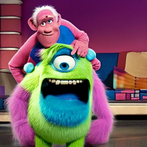 Prompt: sully in monsters Inc movie still