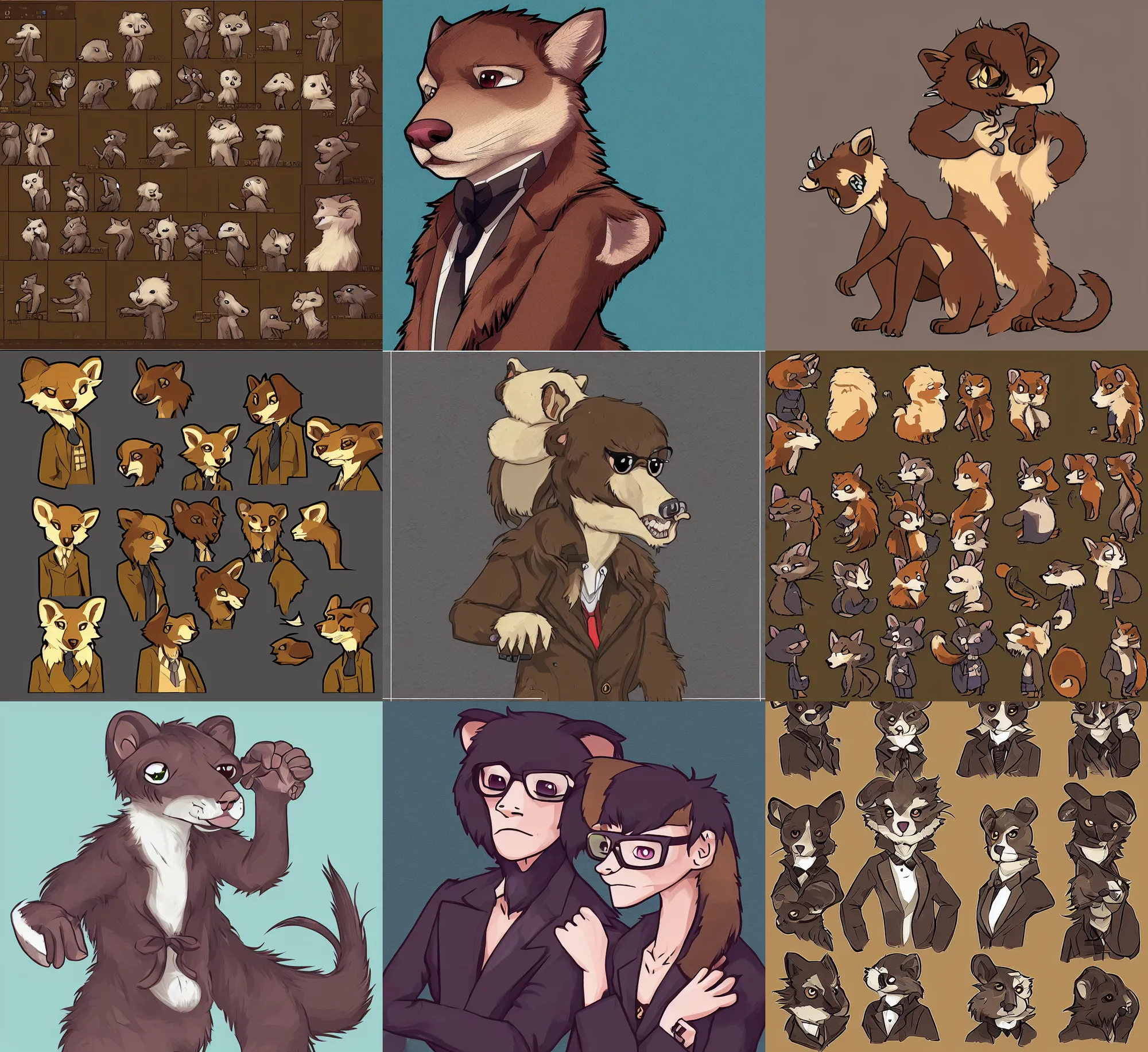 Image similar to furry - weasel - detective - fursona uhd ue 5 visual novel pc game expression art portrait sprite