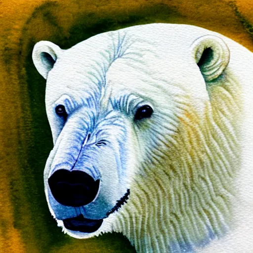 Prompt: a polar bear in water color