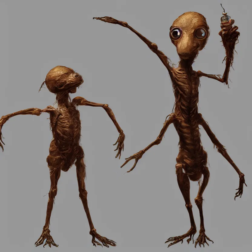 Image similar to A beautiful concept art of standing anthropomorphic biped flea on white background, unreal engine, by james gurney, inspired by Abe's Odyssey