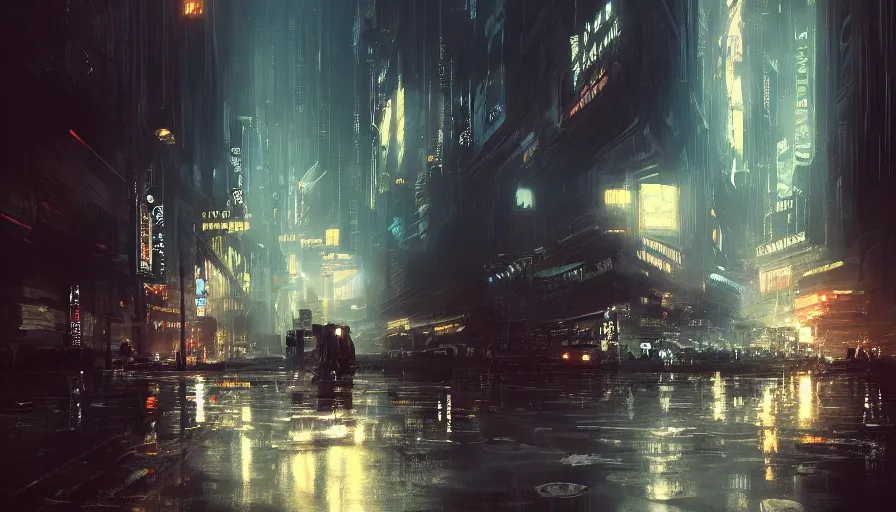 Prompt: bladerunner, light, shadows, rippling reflections, steam, epic composition, intricate, elegant, volumetric lighting, digital painting, highly detailed, artstation, sharp focus, illustration, concept art, ruan jia, steve mccurry