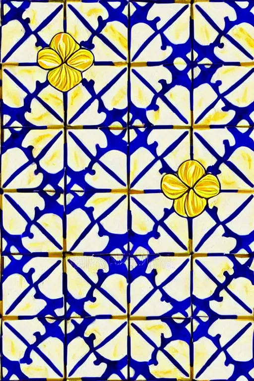 Image similar to minimalist boho style art of an azulejo tile pattern, mediterranean hand paint illustration