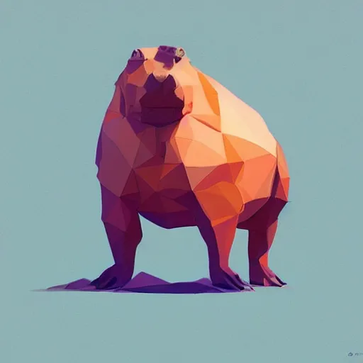 Image similar to a low - poly 3 d render of a capybara, ultra detailed, colorful, cinematic composition by atey ghailan, by greg rutkowski, by greg tocchini, by james gilleard, by joe fenton, by kaethe butcher