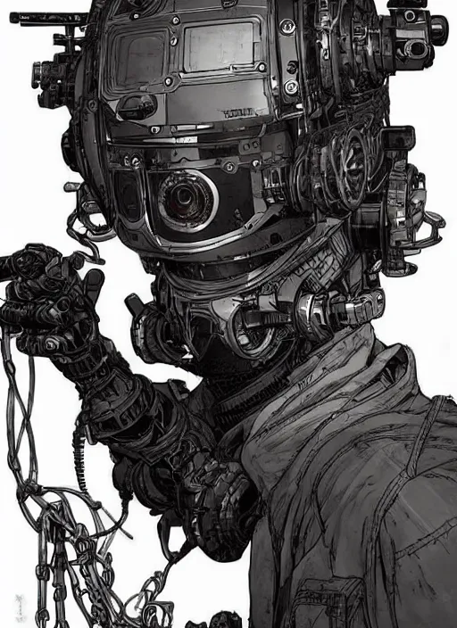 Prompt: cyberpunk pathfinder robot from apex legends character portrait, portrait by james gurney and laurie greasley and yoji shinkawa, concept art, intricate details, highly detailed, vintage sci - fi