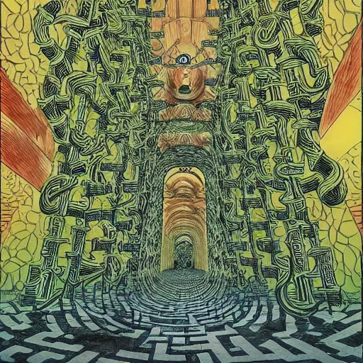 Image similar to the grand entrance to the endless maze, art by kotaro chiba