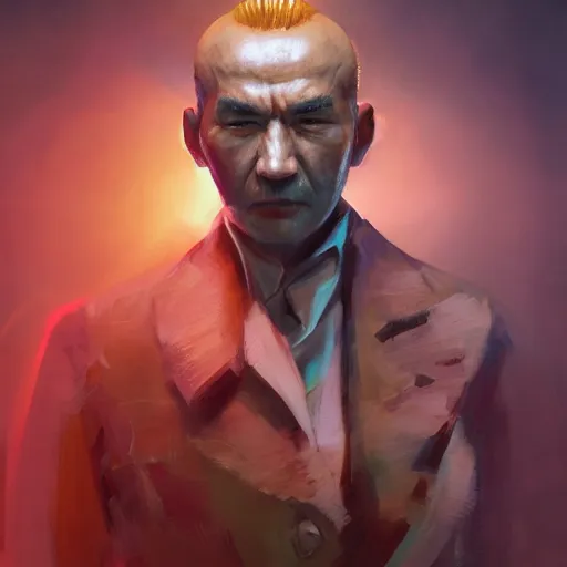 Prompt: portrait painting of a 4 0 - something mob boss, crew cut, fierce, like sun honglei by wenjun lin, irakli nadar, bright colors, octopath traveler, wenjun lin, unreal engine 5 highly rendered, global illumination, radiant light, detailed and intricate environment