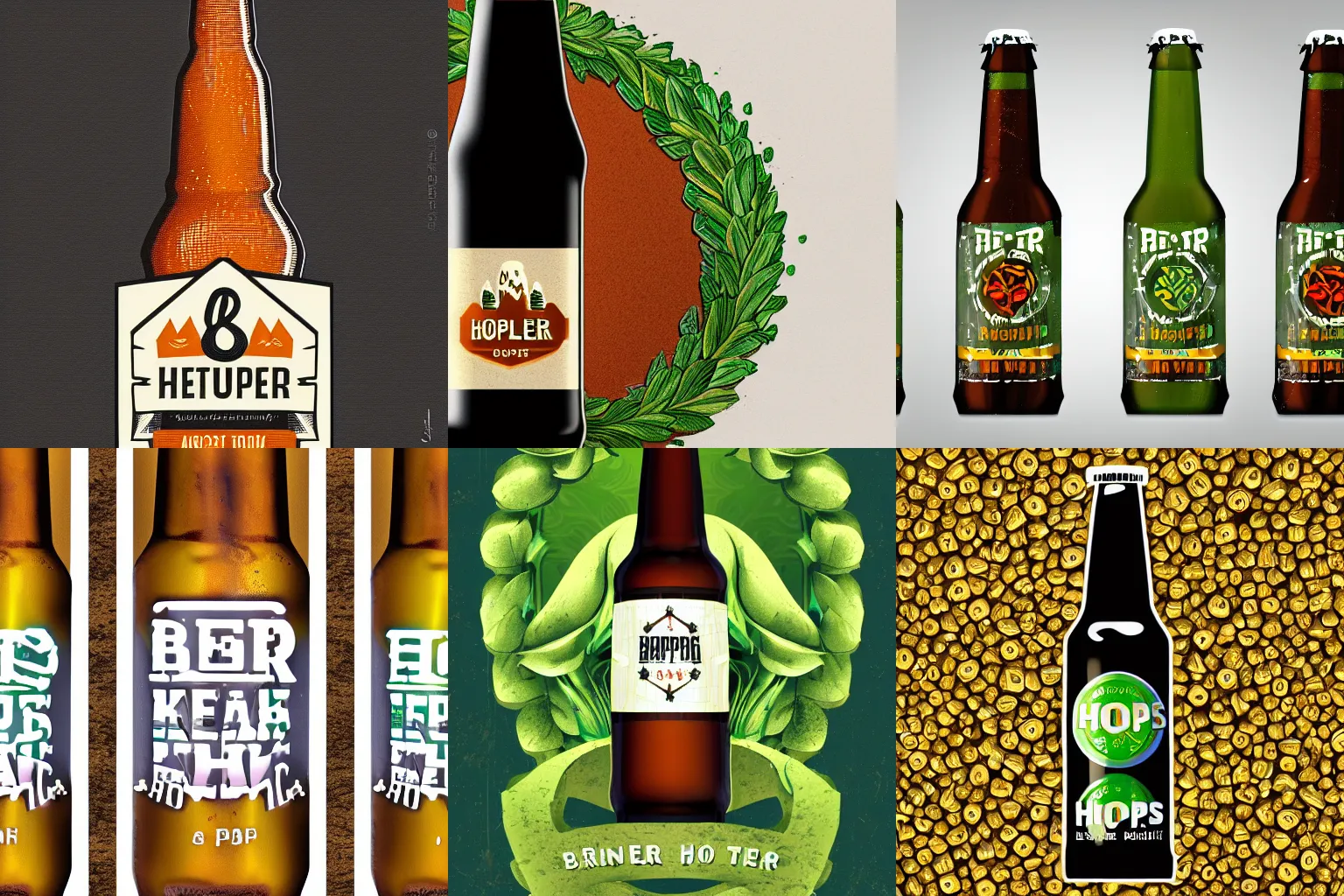 Prompt: a beautiful beer bottle inside hops. modern flat detailed logo vector design trending on artstation, 8k HD wallpaper