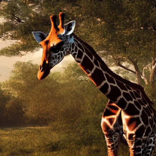 Image similar to a giraffe meditating, ultra realistic, photorealistic, cinematic