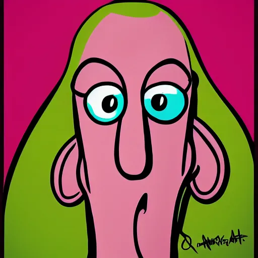 Image similar to handsome squidward portrait, realistic, pop art, vivid colors