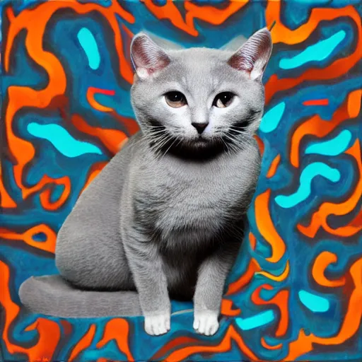 Image similar to gray cat as a tame Impala album