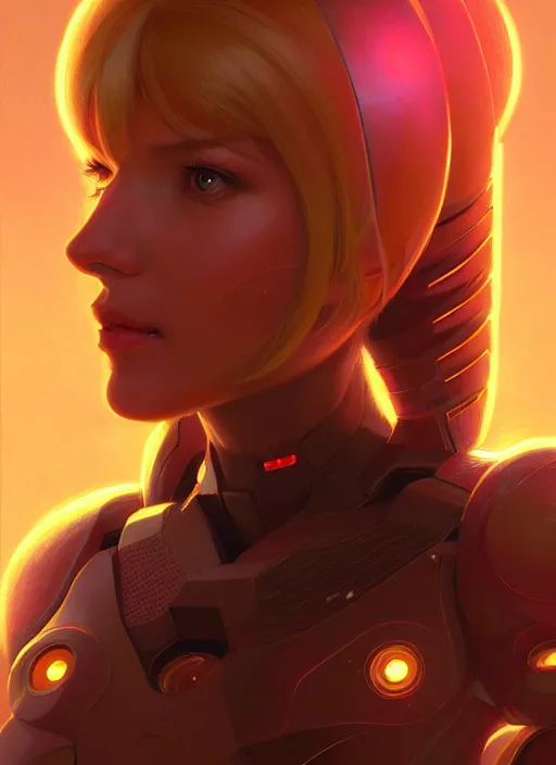 Prompt: portrait of samus aran, intricate, elegant, glowing lights, highly detailed, digital painting, artstation, concept art, smooth, sharp focus, illustration, art by wlop, mars ravelo and greg rutkowski