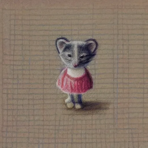 Prompt: just a little guy, just a little fella, cute, adorable, tiny, small, color pencil drawing