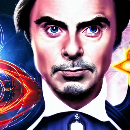 Image similar to carl sagan ( with accurate face ) as doctor strange, movie still, photorealistic, high - res, 8 k