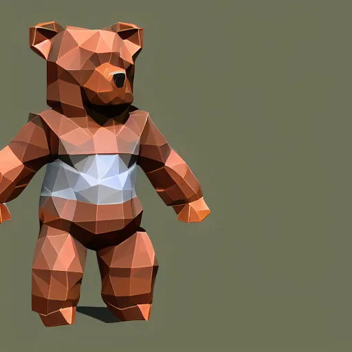 Image similar to image of an rpg bear enemy with low poly playstation 1 graphics, upscaled to high resolution