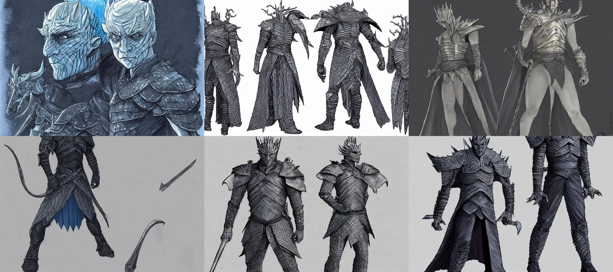 Prompt: a full body shot of Night King of Game of Thrones by Tomohiro Shimoguchi,small horns, detailed,artstation,manga