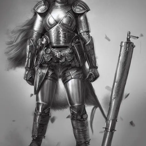 Image similar to a british longhair sodier with armor in the war, by stanely artgerm