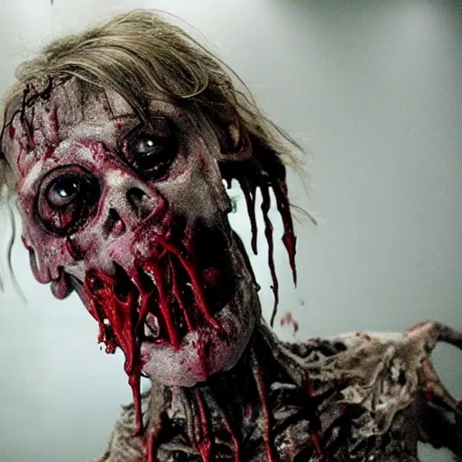 Image similar to gruesom rotting zombie with missing limbs, movie still