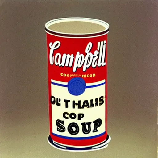 Prompt: pop art, campbell's soup can, by rembrandt