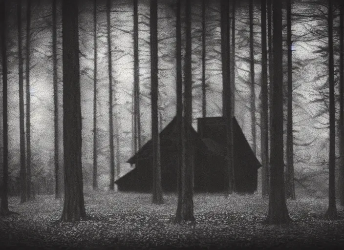 Prompt: house in the wood, black wolf guarding, Jakub Rozalski, lomography photo, blur, unfocus, red monochrome, oil painting