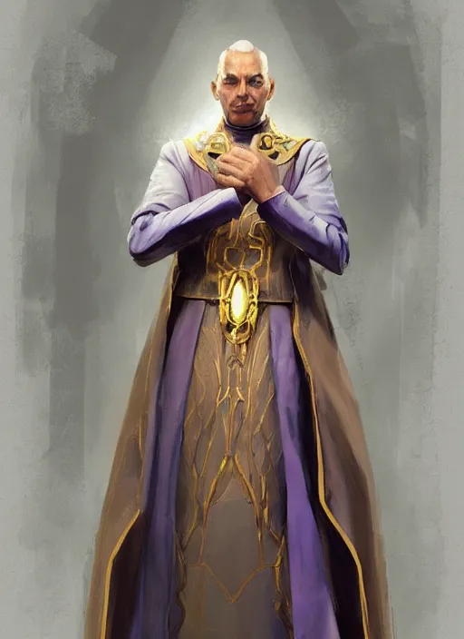 Image similar to realistic priest Enrico Pucci, elegant, digital painting, concept art, smooth, sharp focus, illustration, from StarCraft by Ruan Jia and Mandy Jurgens and Artgerm and William-Adolphe Bouguerea