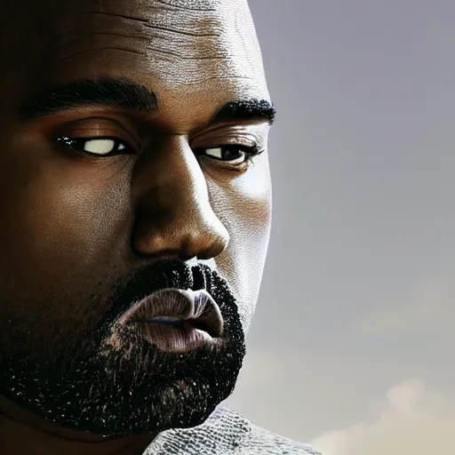 Prompt: kanye west in morrowind, splash art, movie still, detailed face, photorealistic facial features, cinematic lighting, dramatic, octane render, long lens, shallow depth of field, bokeh, anamorphic lens flare, 8 k, hyper detailed, 3 5 mm film grain