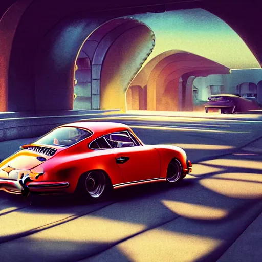 Prompt: 50s porsche, dynamic photograph, motion blur :: studio ghibli, beeple and James Gilleard and Justin Gerard :: ornate, dynamic, particulate, rich colors, intricate, elegant, highly detailed, centered, artstation, smooth, sharp focus, octane render, 3d