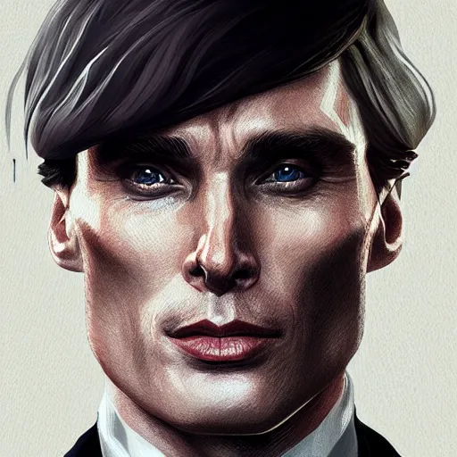 Image similar to a portrait of cillian murphy as tommy shelby, atlantis background, highly detailed, realistic face, digital art, epic, fantasy, in the style of artgerm, sharp, artstation