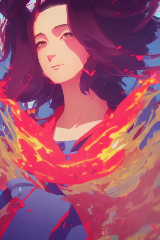 Image similar to majestic princess of tsunami, anime portrait, style of duelyst, by Ilya Kuvshinov, anton fadeev, nicola salvior, Ross Tran, Yasuhiro Takemoto, Kyoto Animation