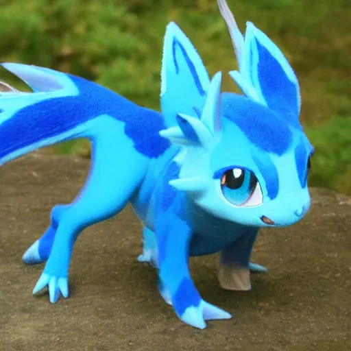 Prompt: water - type pokemon vaporeon, quadruped, blue eeveelution