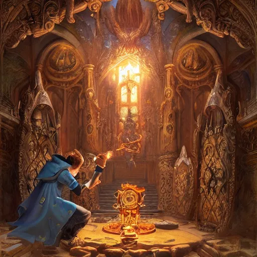 Prompt: A young mage in an invocation ritual, realistic, sharp focus, 8k high definition, insanely detailed, intricate, elegant, art by Justin Gerard