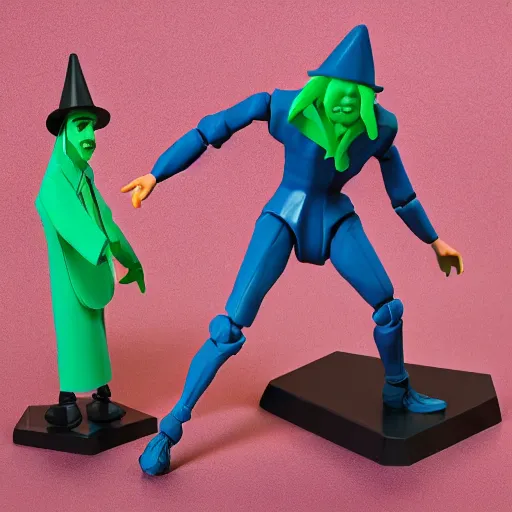 Prompt: low polygon witch stop motion vinyl action figure, plastic, toy, butcher billy style