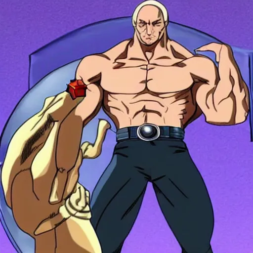 Prompt: putin in jojo bizarre adventure with a muscular body, very anime style