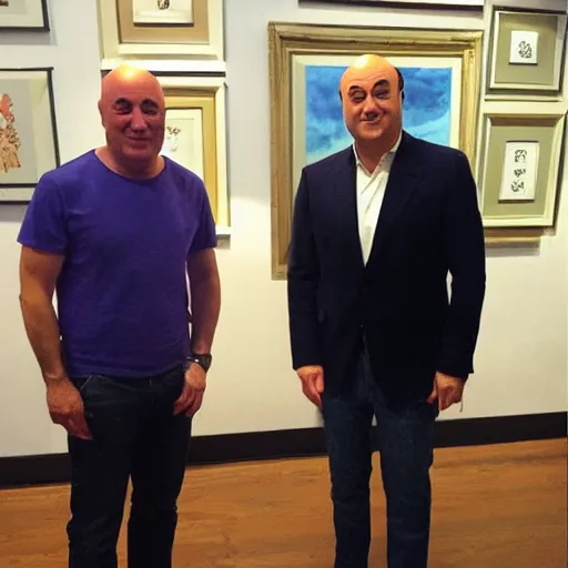 Prompt: kevin o'leary paintings of kevin o'leary, standing next to kevin o'leary