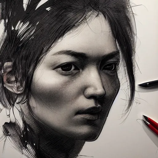 Image similar to a stunning portrait by Kim Jung GI, hyper-detailed masterpiece