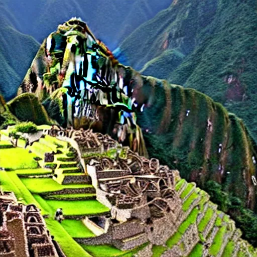 Image similar to ufo in machu picchu,