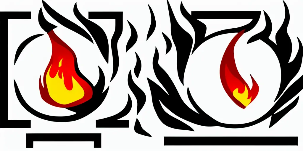 Prompt: vector pictogram of fire flames warning label, sharp, 8k, close-up