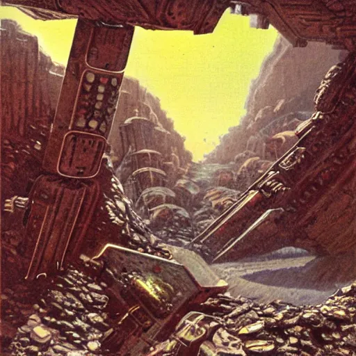 Prompt: sardaukar warrior in mars ruins, vintage sci - fi art, by ed emschwiller