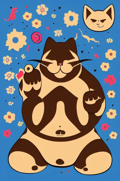 Image similar to Cat that is a sumo wrestler, sticker, colorful, illustration, highly detailed, simple, smooth and clean vector curves, no jagged lines, vector art, smooth