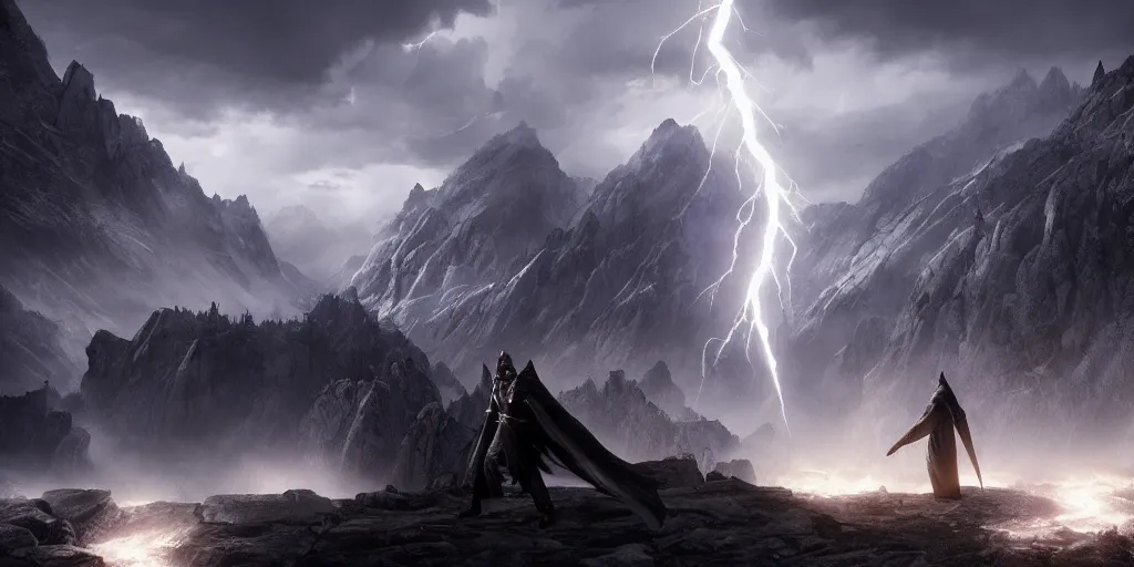 lightning mage in skyrim with black robes and a beard, | Stable Diffusion |  OpenArt