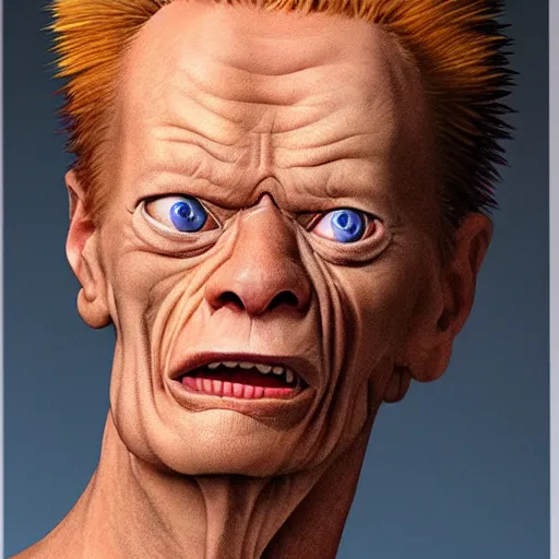 Image similar to uhd photorealistic beavis, correct face, photo by annie leibowitz