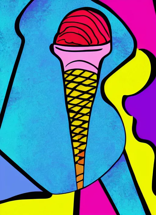 Image similar to ice cream pop art, representation with abstraction, highly detailed digital art, realistic, cinema hd, 8 k resolution, dslr