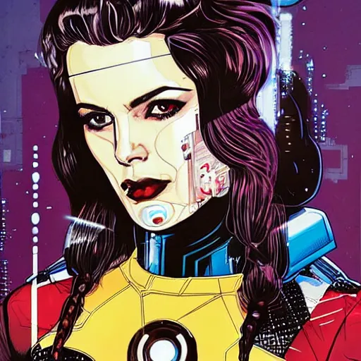 Image similar to portrait of a female android, by MARVEL comics and Sandra Chevrier