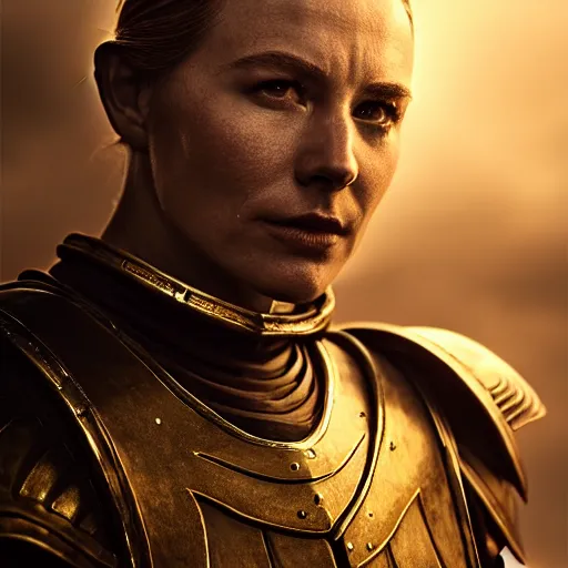 Image similar to unknown The Elder Scrolls VI character portrait, partially clothed in metal-plated battle armor, atmospheric lighting, painted, intricate, volumetric lighting, beautiful, golden hour, sharp focus, ultra detailed, by Leesha Hannigan, Ross Tran, Thierry Doizon, Kai Carpenter,Ignacio Fernández Ríos