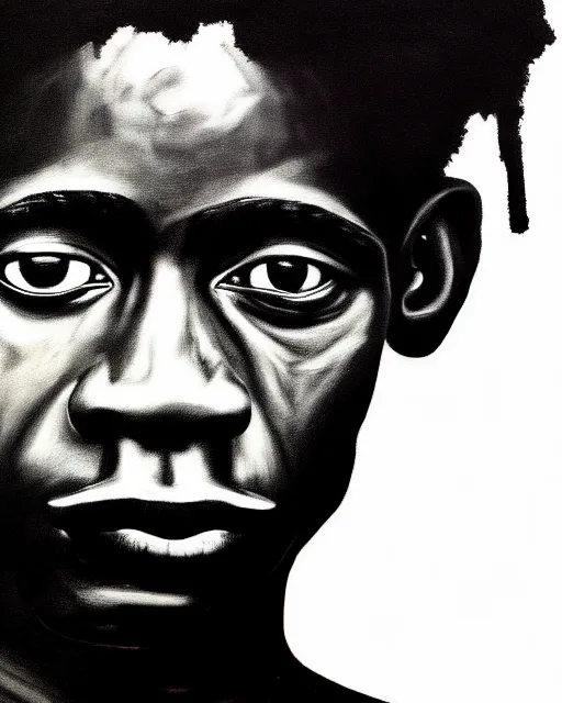 Image similar to a extremely ultra highly detailed majestic hi - res beautiful immaculate head and shoulders award winning painting stunning masterpiece of the face of a ultra highly detailed strong black african man by jean - michel basquiat, 8 k, high textures, ultra hyper sharp, insanely detailed and intricate, super detailed, 8 k hdr ultra high quality