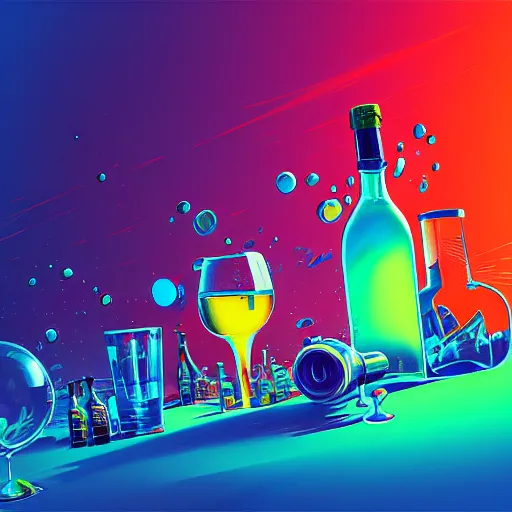 Image similar to alcohol under the microscope, Bright colors, hyperrealism, no blur, 4k resolution, ultra detailed, style of Anton Fadeev, Ivan Shishkin, John Berkey