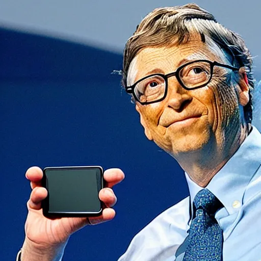 Image similar to Bill Gates presenting the iPhone