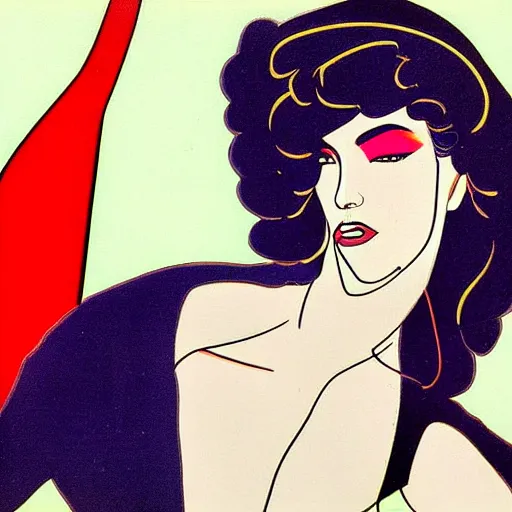 Image similar to confused fashion model, 1 9 8 4. painting by patrick nagel.